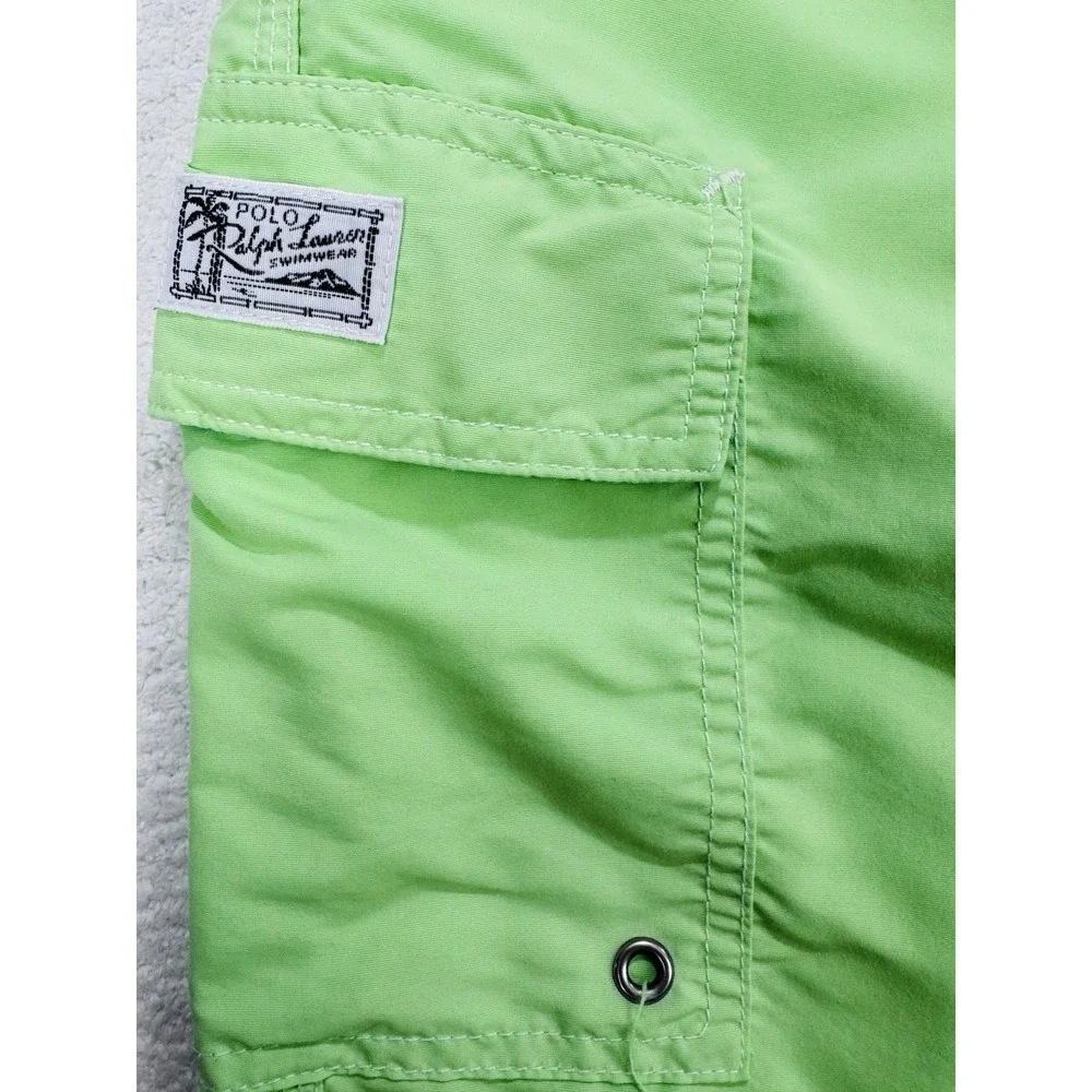 Polo Ralph Lauren Men's L Lime Green Mesh Lined Swim Trunks Pony Logo‎ Cargo